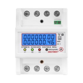 Contor monofazat de energie electrica, Sinotimer, 230V AC 50Hz, 5(100)A, ecran digital LED, DTS6619-046